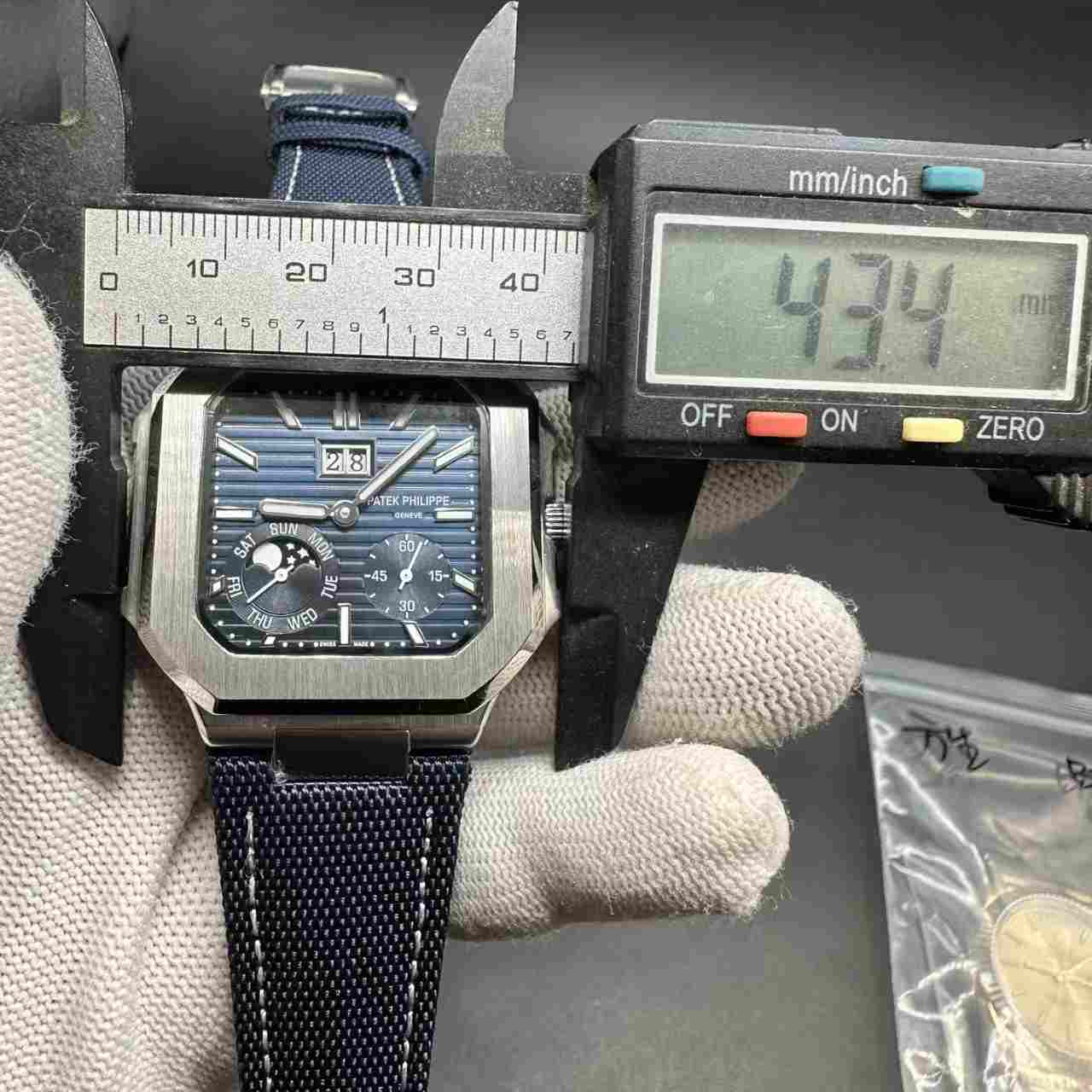 Patek Philippe AAA+ Square case blue dial black leather strap  145$