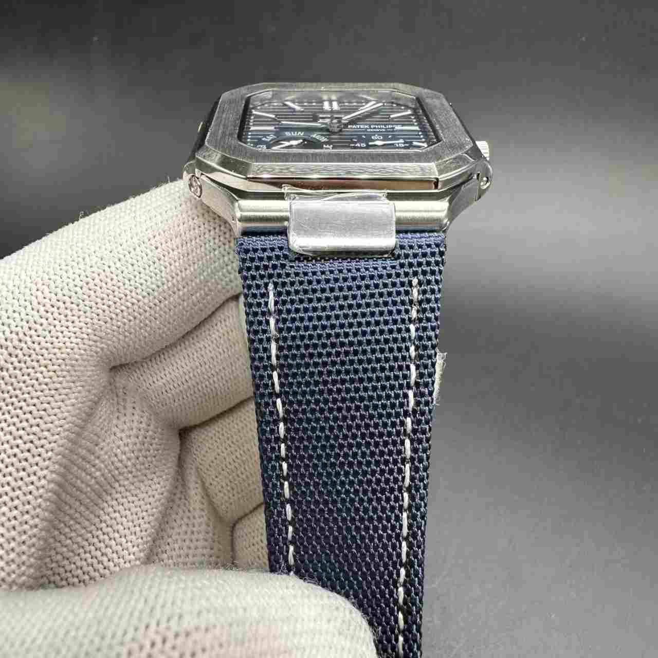 Patek Philippe AAA+ Square case blue dial black leather strap  145$