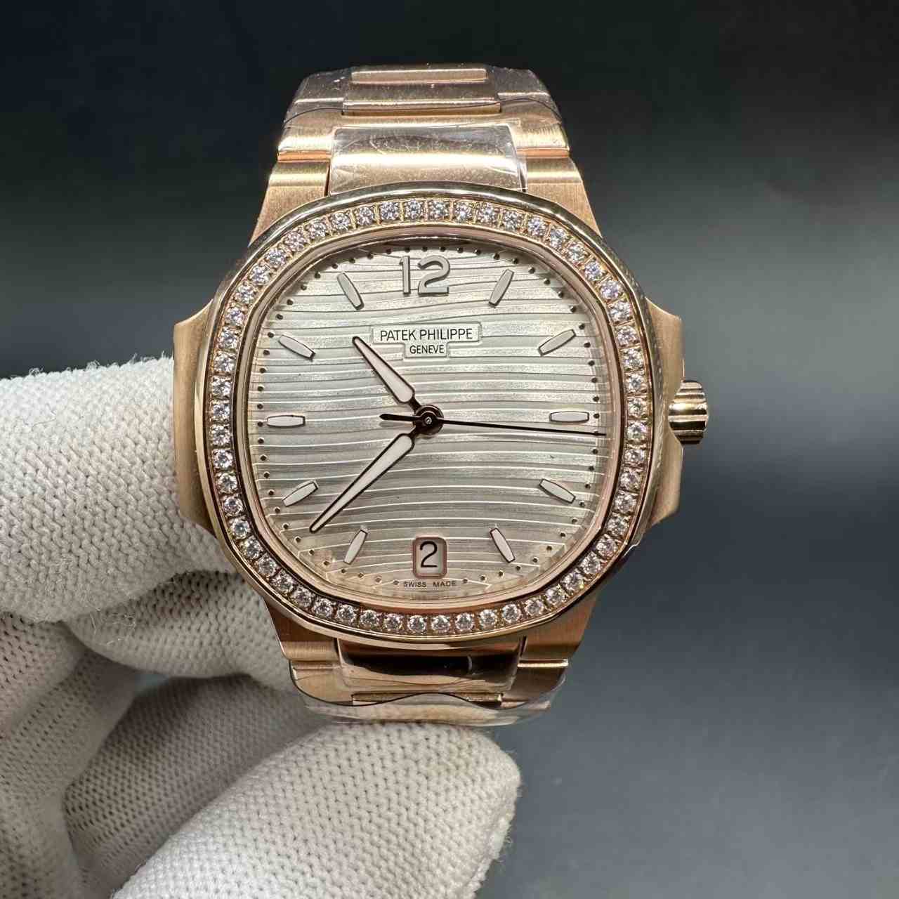 Patek Philippe women PPF Cal.324 automatic rose gold case 35mm white dial  365$