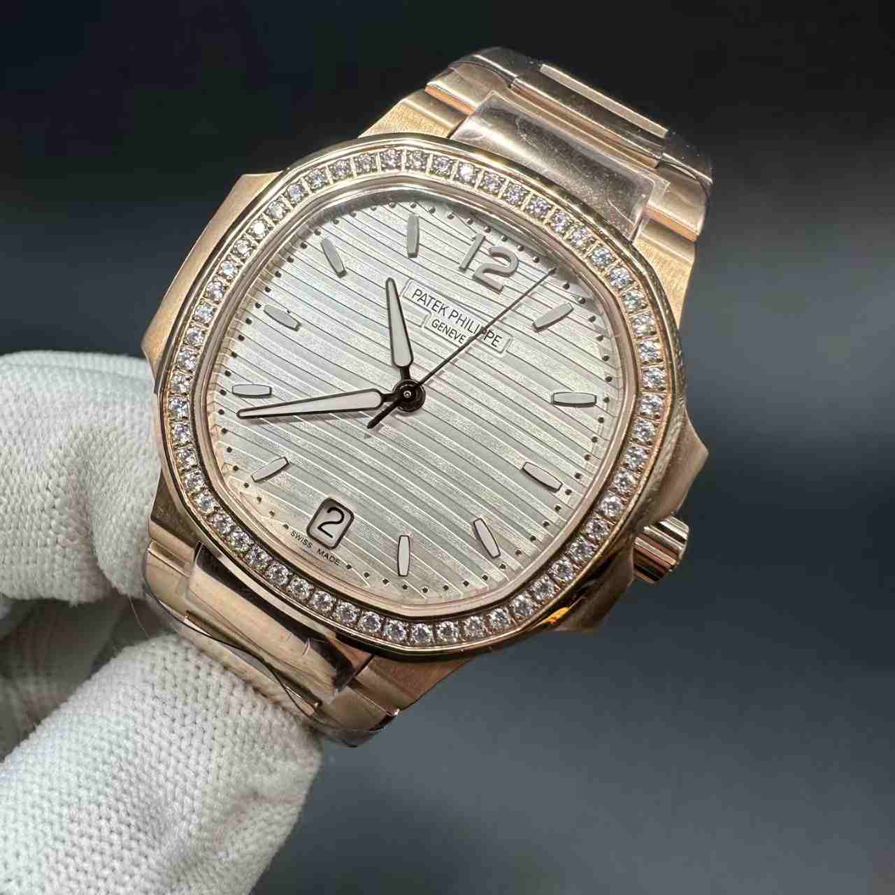 Patek Philippe women PPF Cal.324 automatic rose gold case 35mm white dial  365$
