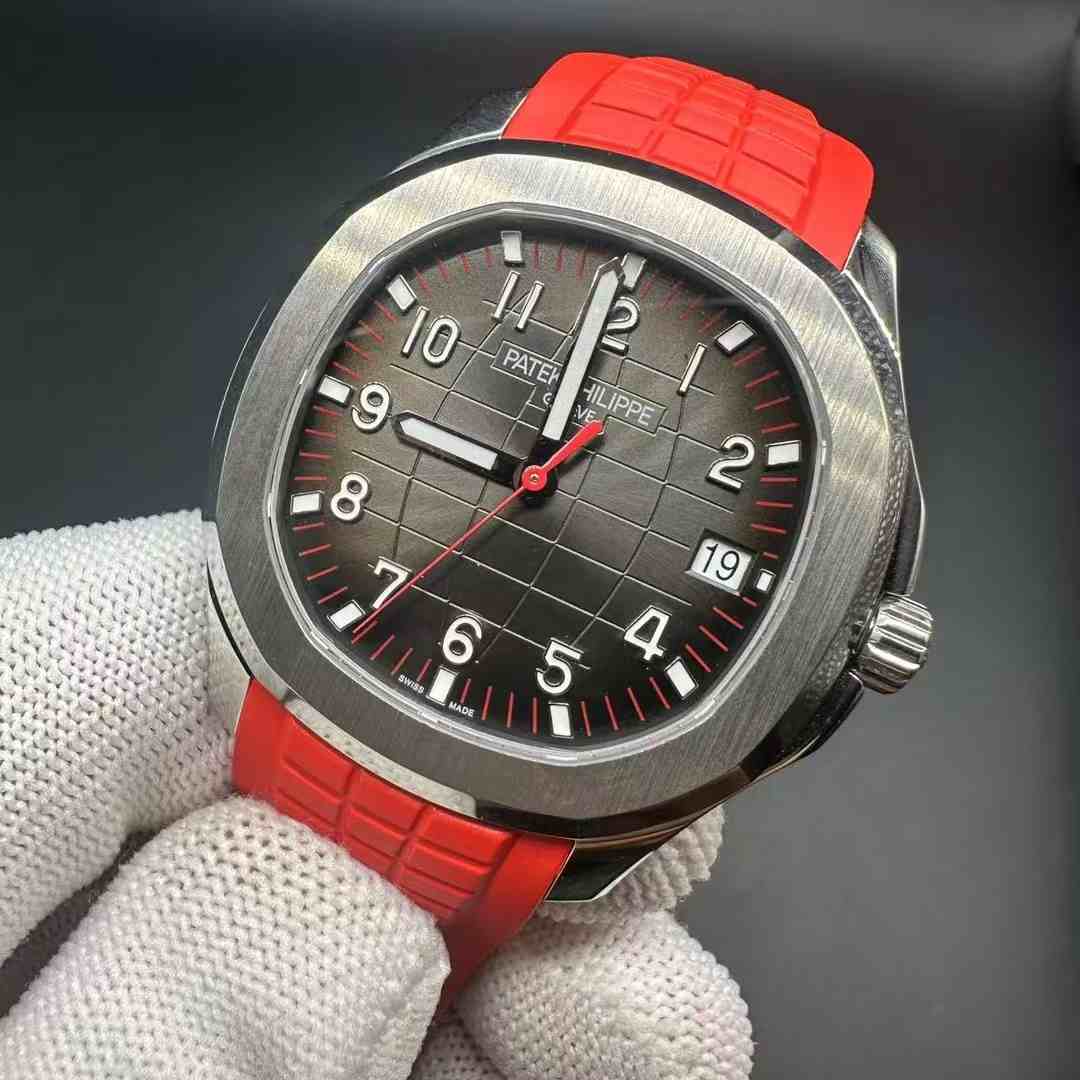 Patek Philippe Aquanaut 5167 3K factory Cal.324 automatic Steel case 40mm Gray dial Red rubber strap. 490$