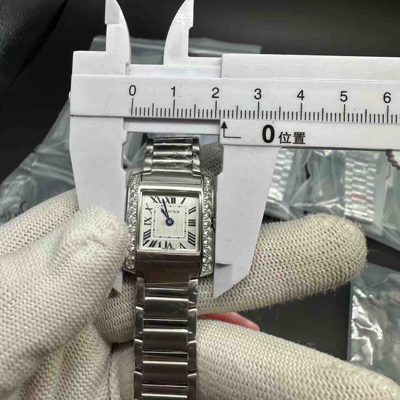Tank Quartz 22mm Diamond bezel white dial  115$