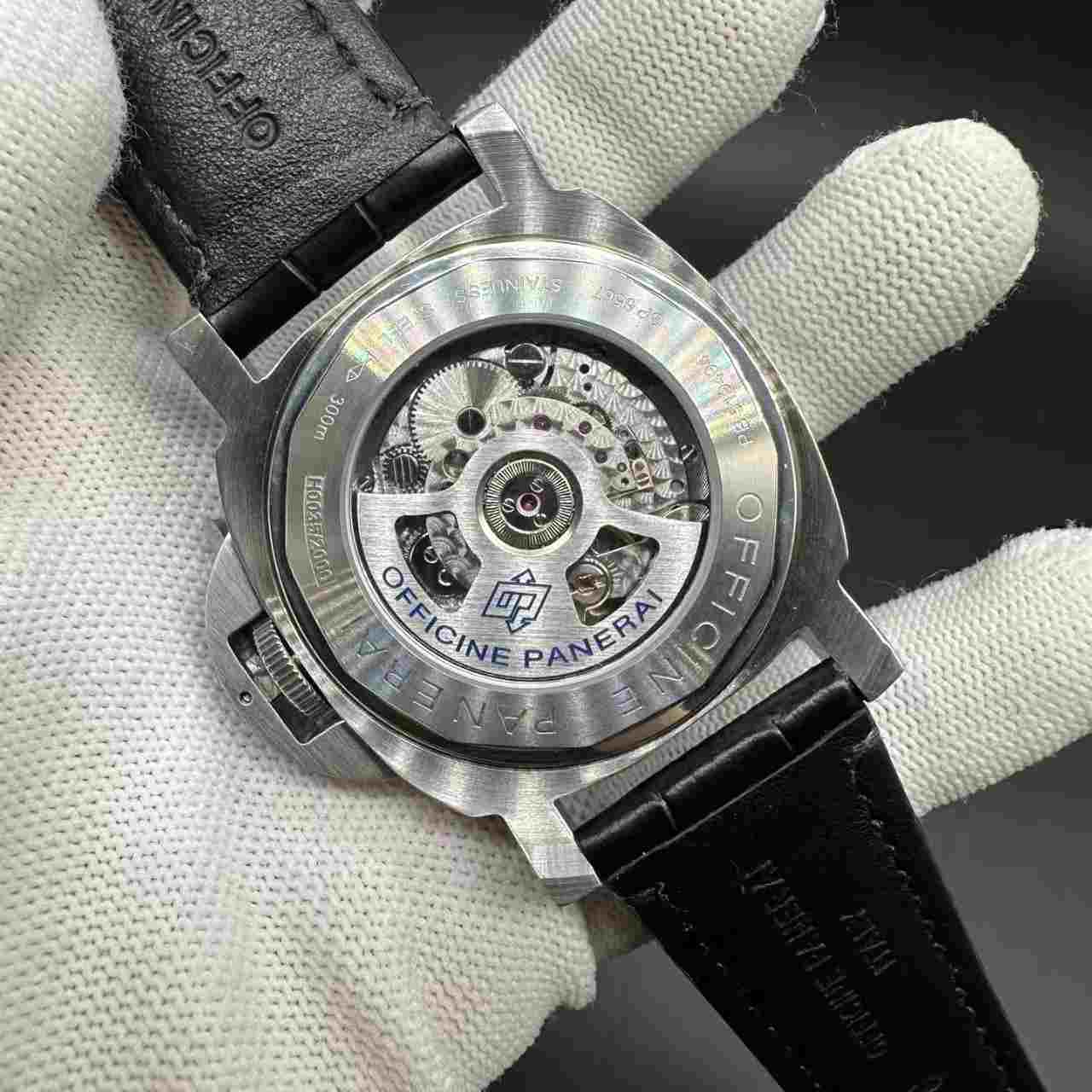 Panerai Luminor Marina AAA+ automatic Steel case 44mm black dial black leather strap. 150$