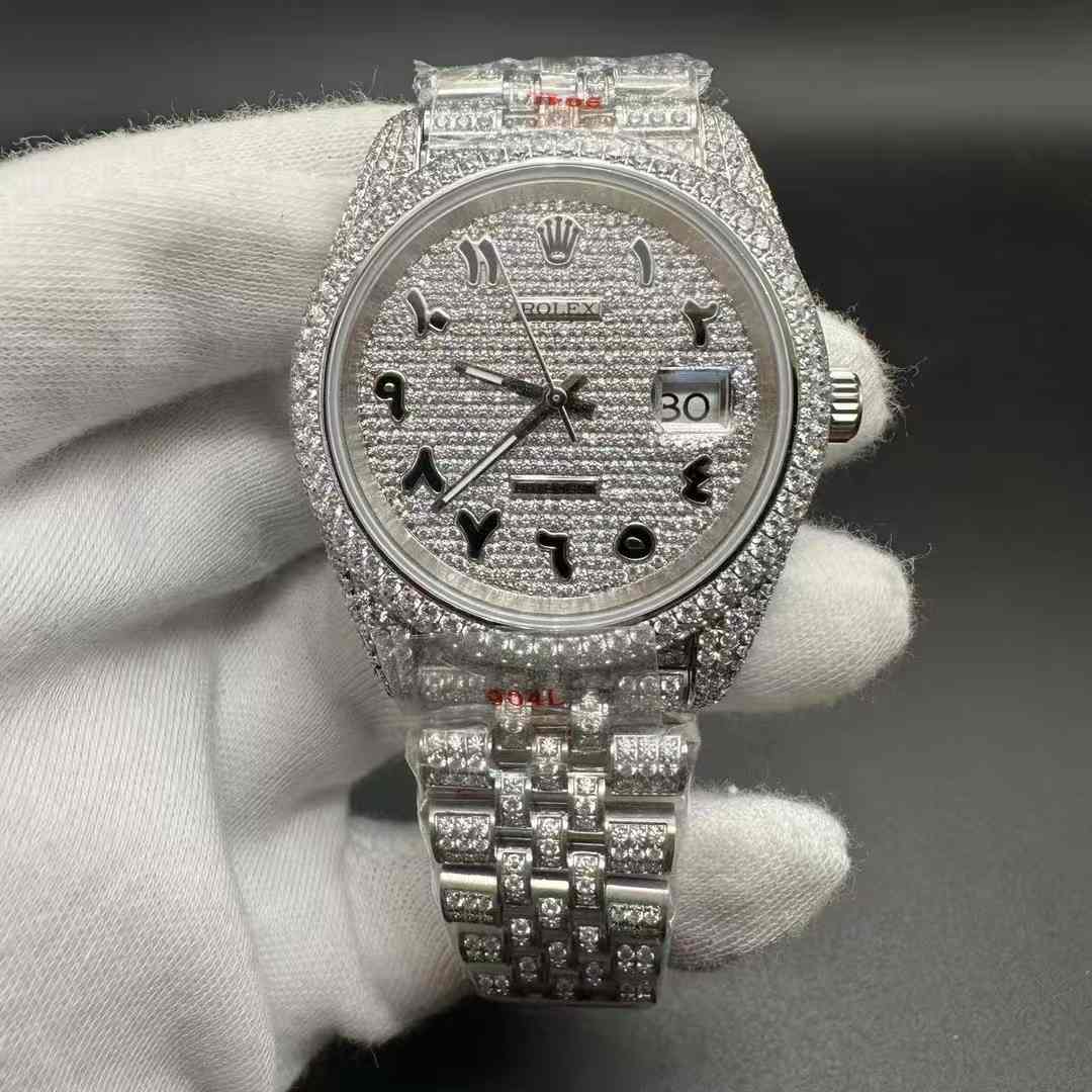 Rolex Datejust TW factory 2824 movement Swarovski diamonds Silver case 41mm Arabic dial Jubilee bracelet.  500$