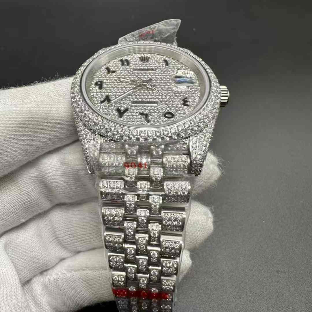 Rolex Datejust TW factory 2824 movement Swarovski diamonds Silver case 41mm Arabic dial Jubilee bracelet.  500$