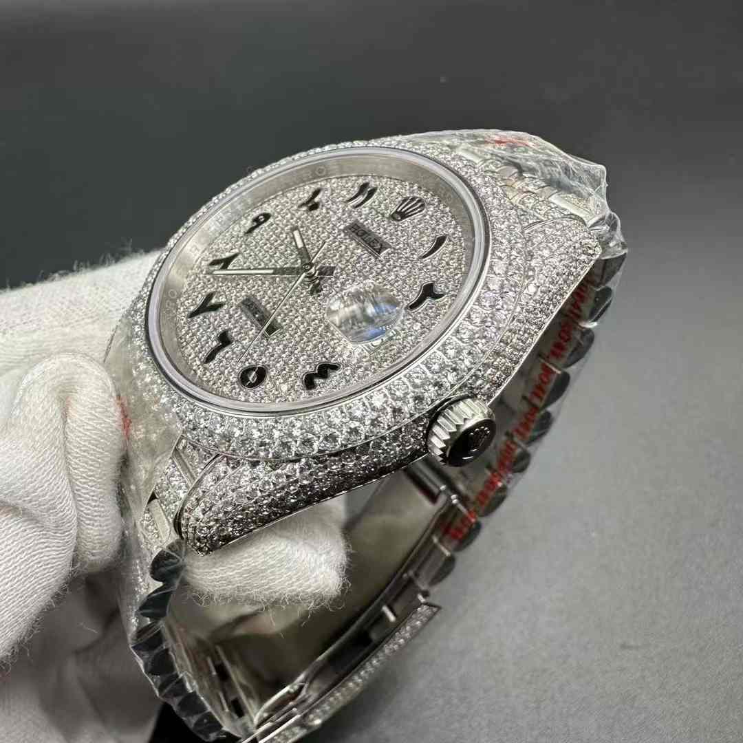 Rolex Datejust TW factory 2824 movement Swarovski diamonds Silver case 41mm Arabic dial Jubilee bracelet.  500$
