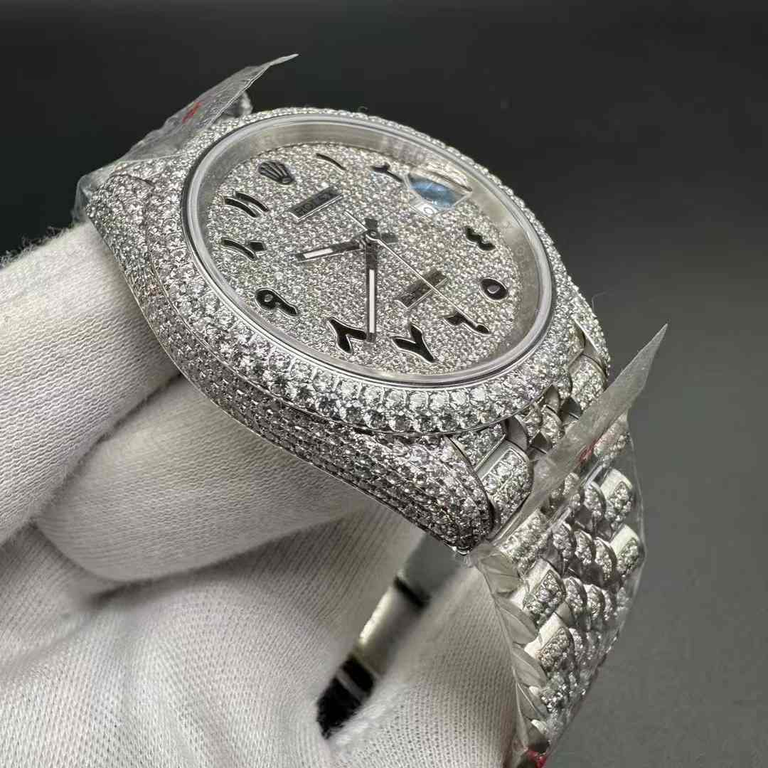 Rolex Datejust TW factory 2824 movement Swarovski diamonds Silver case 41mm Arabic dial Jubilee bracelet.  500$