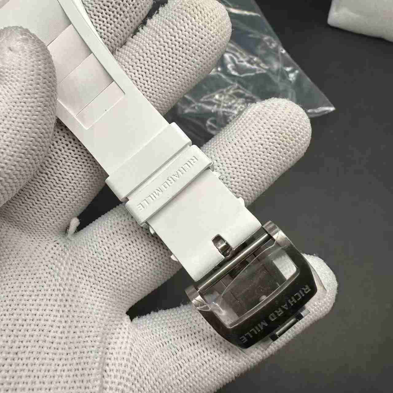 RM055 white ceramic BBR super clone skeleton dial white rubber strap 680$