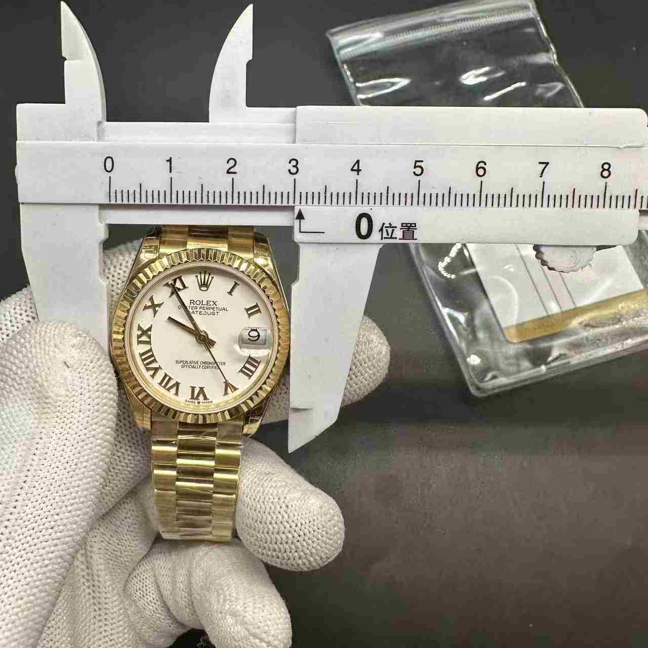Datejust BP automatic Gold case 31mm white dial President band women watch