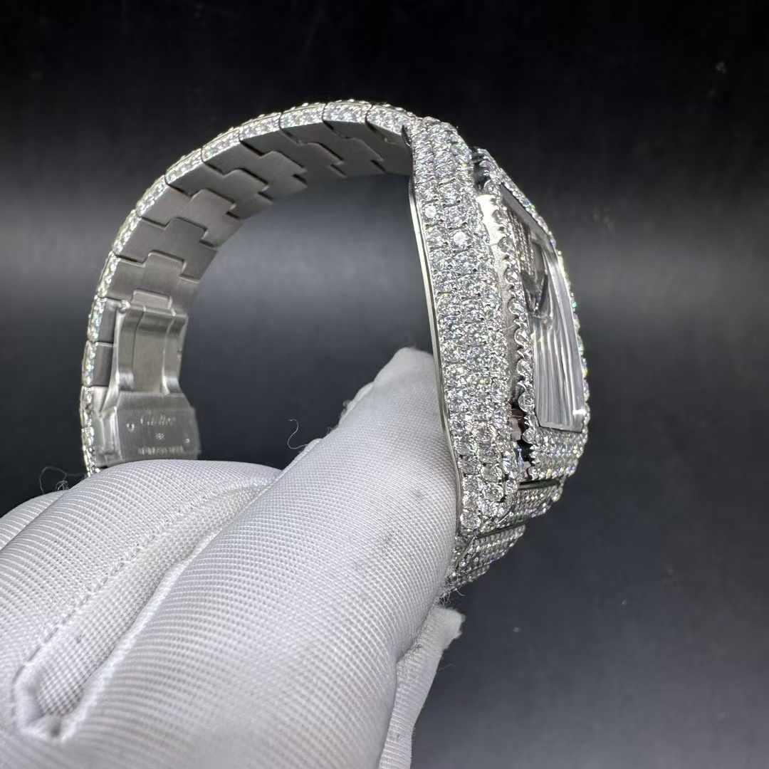 Cartier Santos TW factory Swiss quartz movement Moissanite diamonds skeleton case 38.5*40mm 3000$