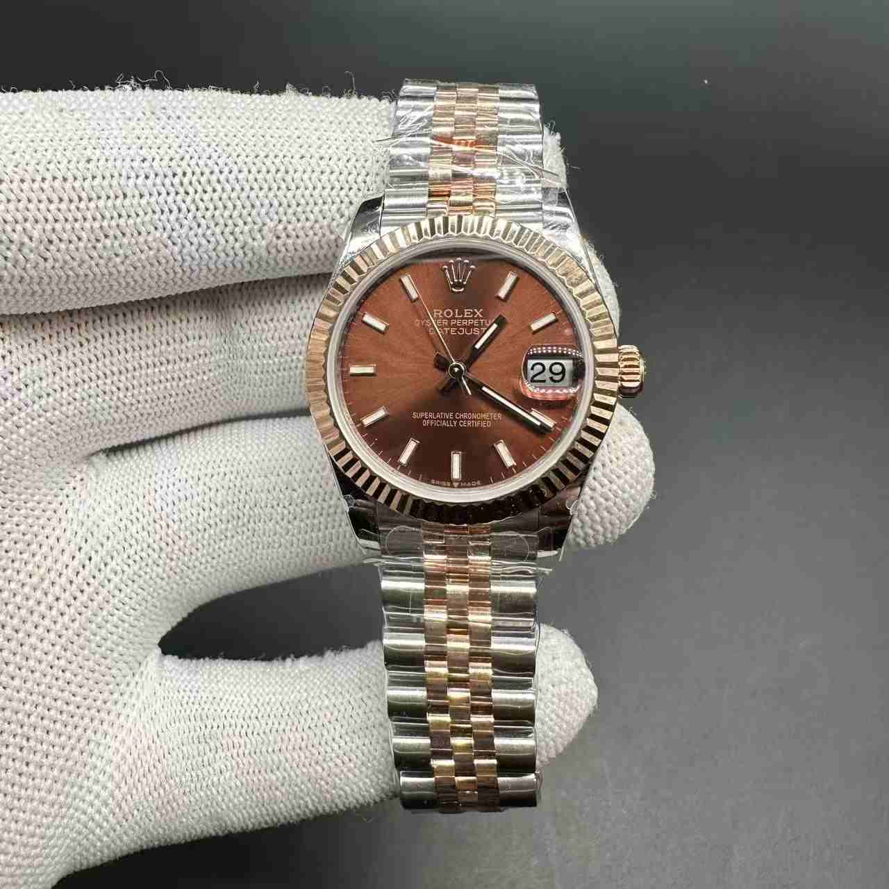 Datejust GM factory 2671 automatic rose gold 2tone 31mm brown dial jubilee band women watch. 390$