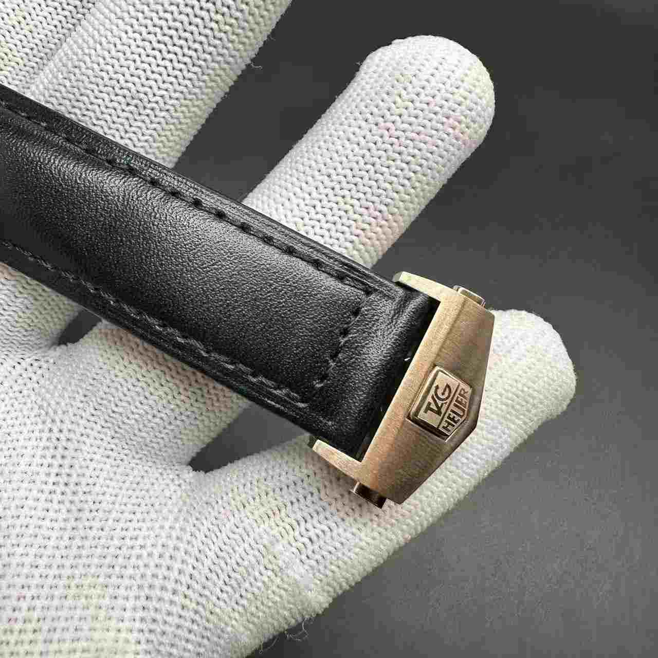 TAG Carrera AAA Quartz rose gold case white dial black leather stopwatch 115$