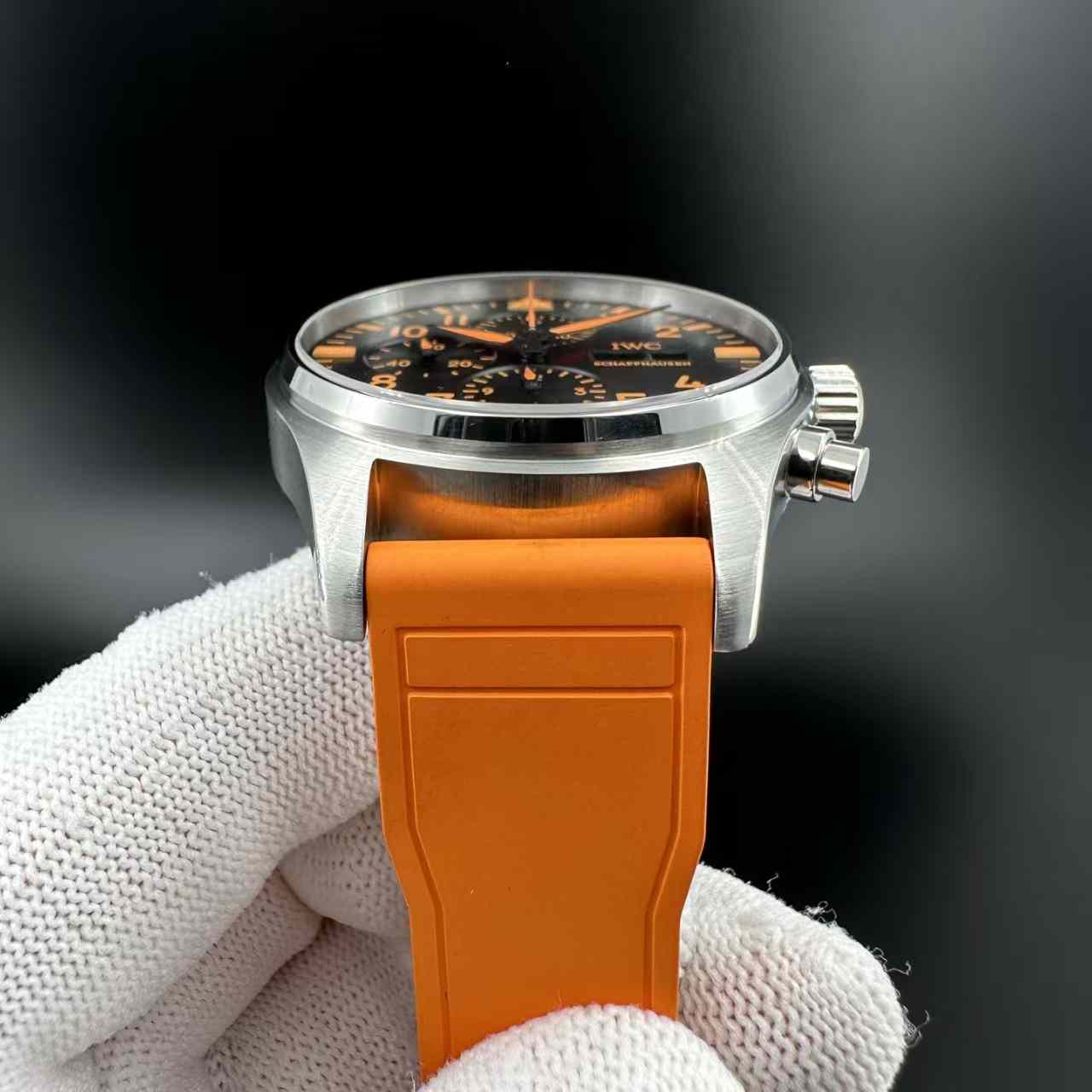 IWC super clone Steel case 43mm black dial orange rubber strap 420$