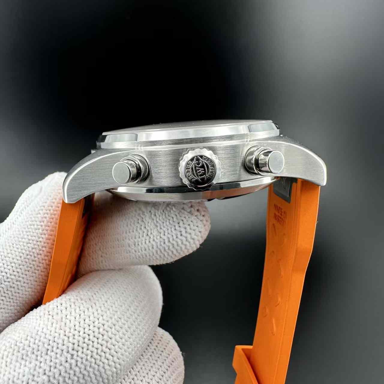 IWC super clone Steel case 43mm black dial orange rubber strap 420$