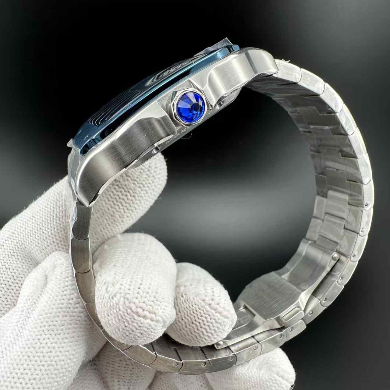 Santos skeleton blue bezel AAA quartz  115$