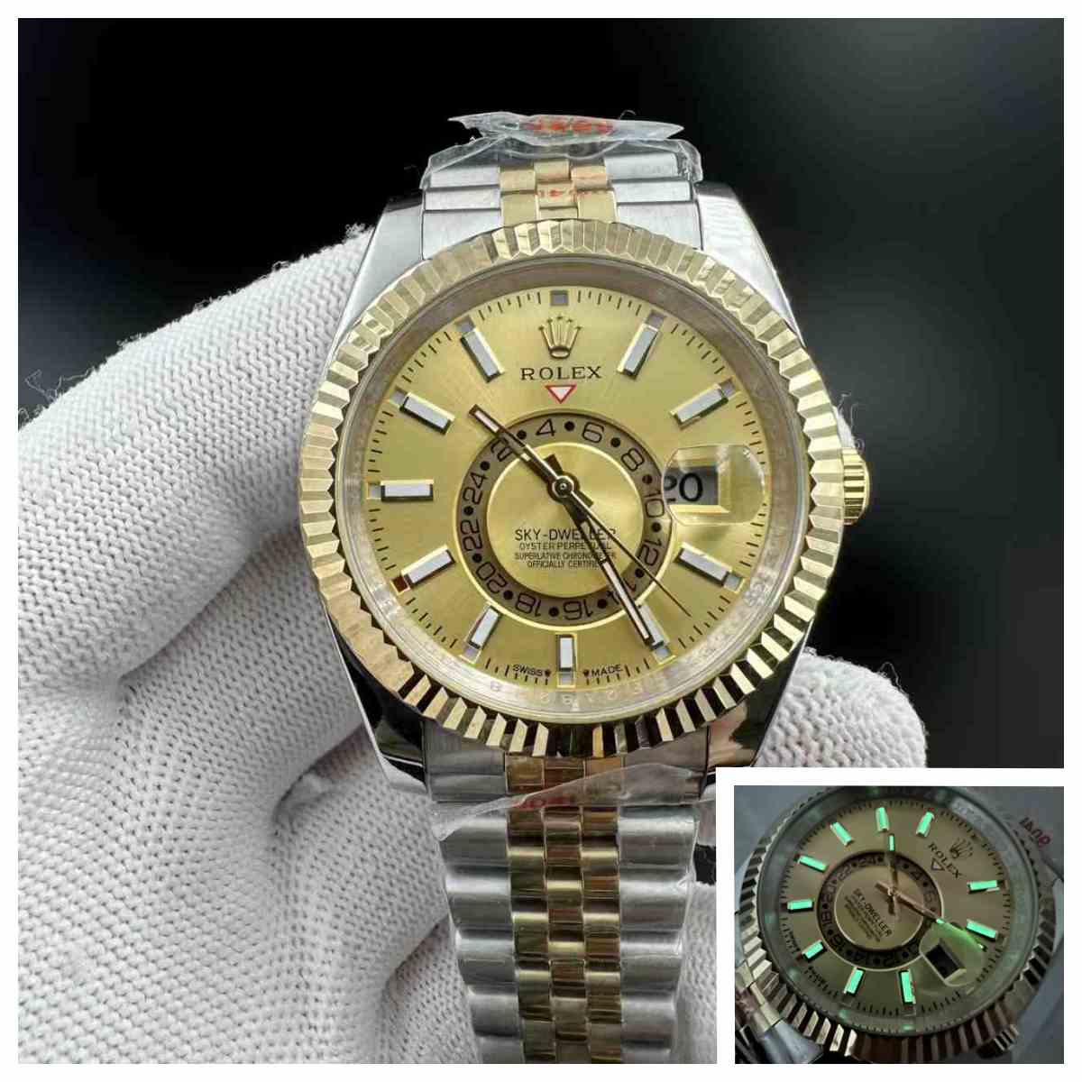 Sky-dweller AAA 2tone gold 41mm gold dial jubilee band 115$