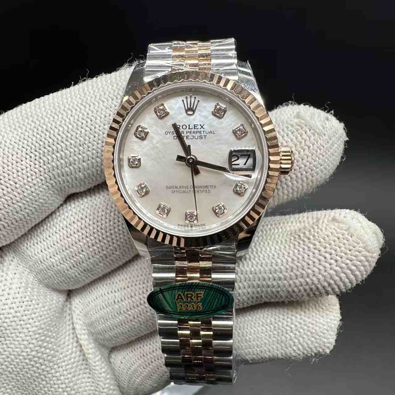 Datejust ARF 2236 automatic 2tone rose gold 31mm white pearl dial jubilee band women watch 350$