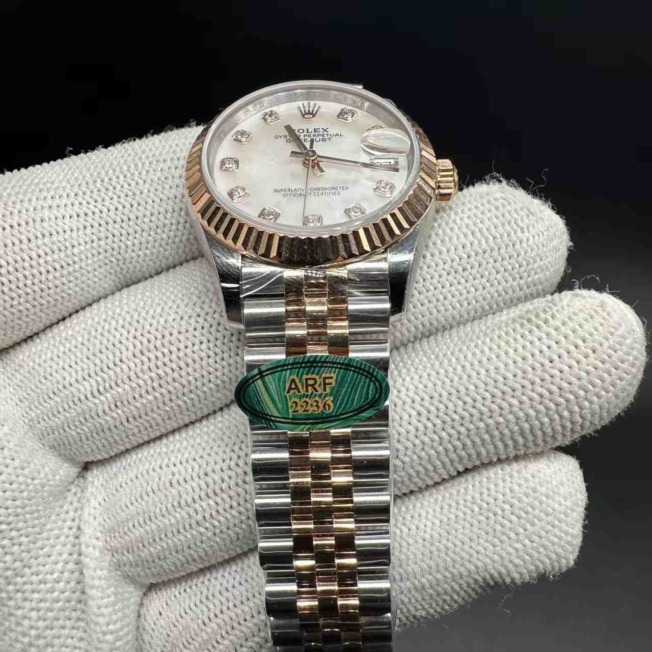Datejust ARF 2236 automatic 2tone rose gold 31mm white pearl dial jubilee band women watch 350$