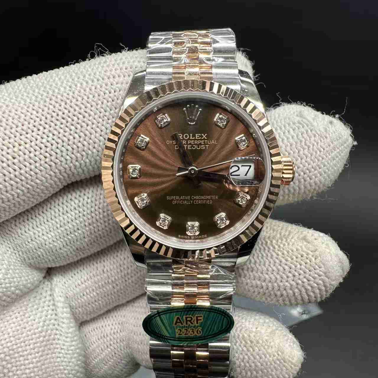 Datejust ARF 2236 automatic 2tone rose gold 31mm brown dial jubilee band 350$