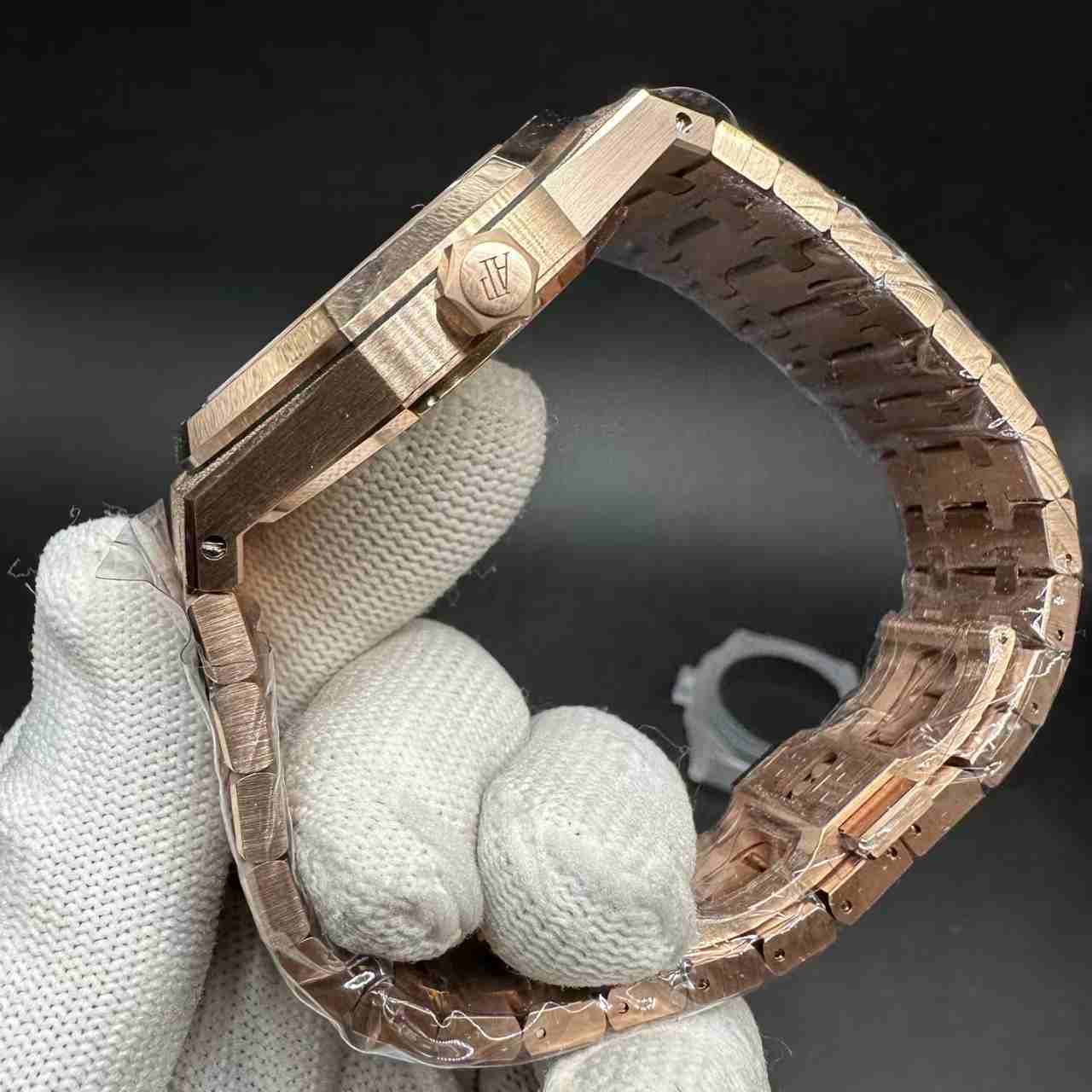 AP skeleton THB automatic super clone frosted rose gold case rainbow baguette diamonds bezel. 660$