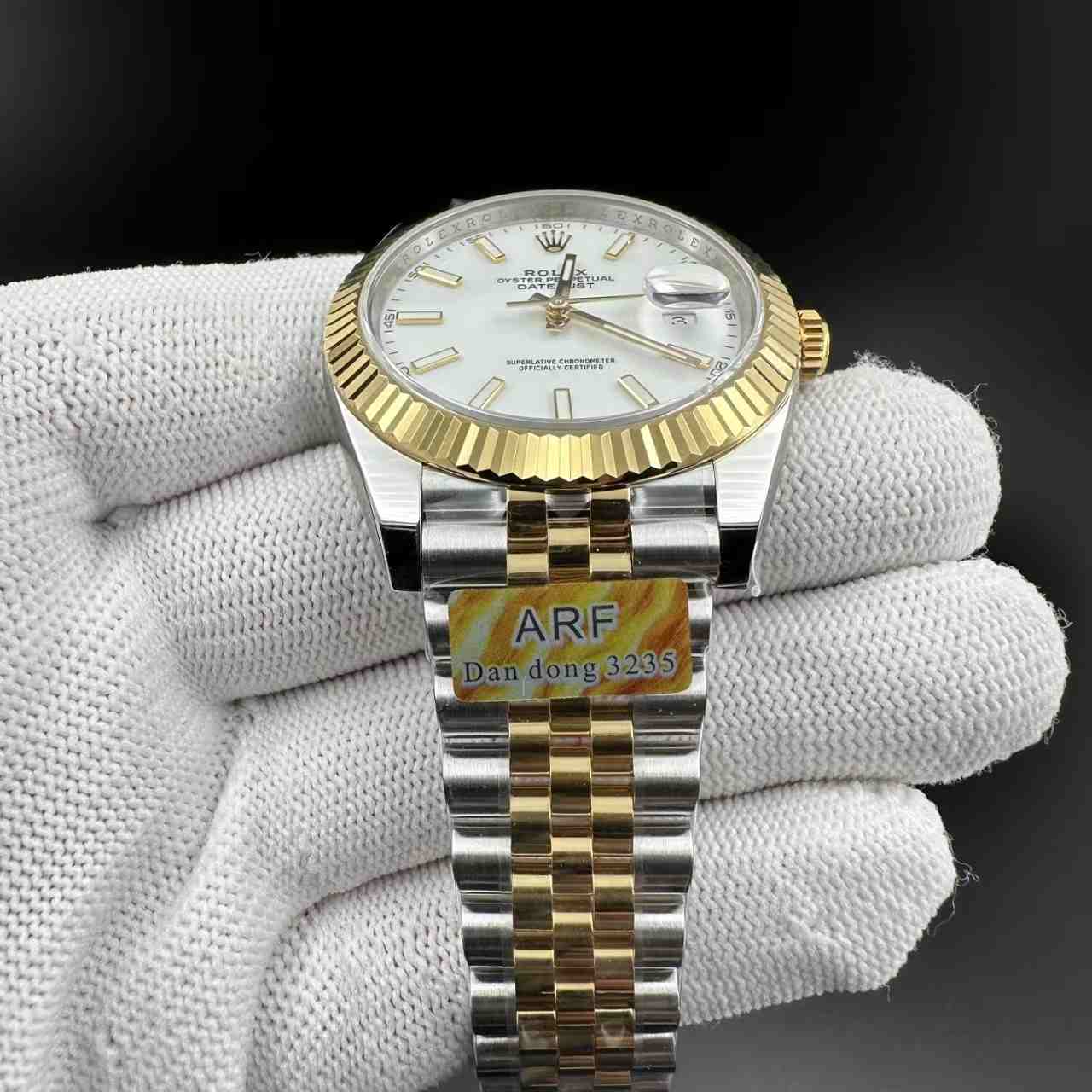 Datejust ARF dandong 3235 automatic gold 2tone case 41mm white dial jubilee band 450$