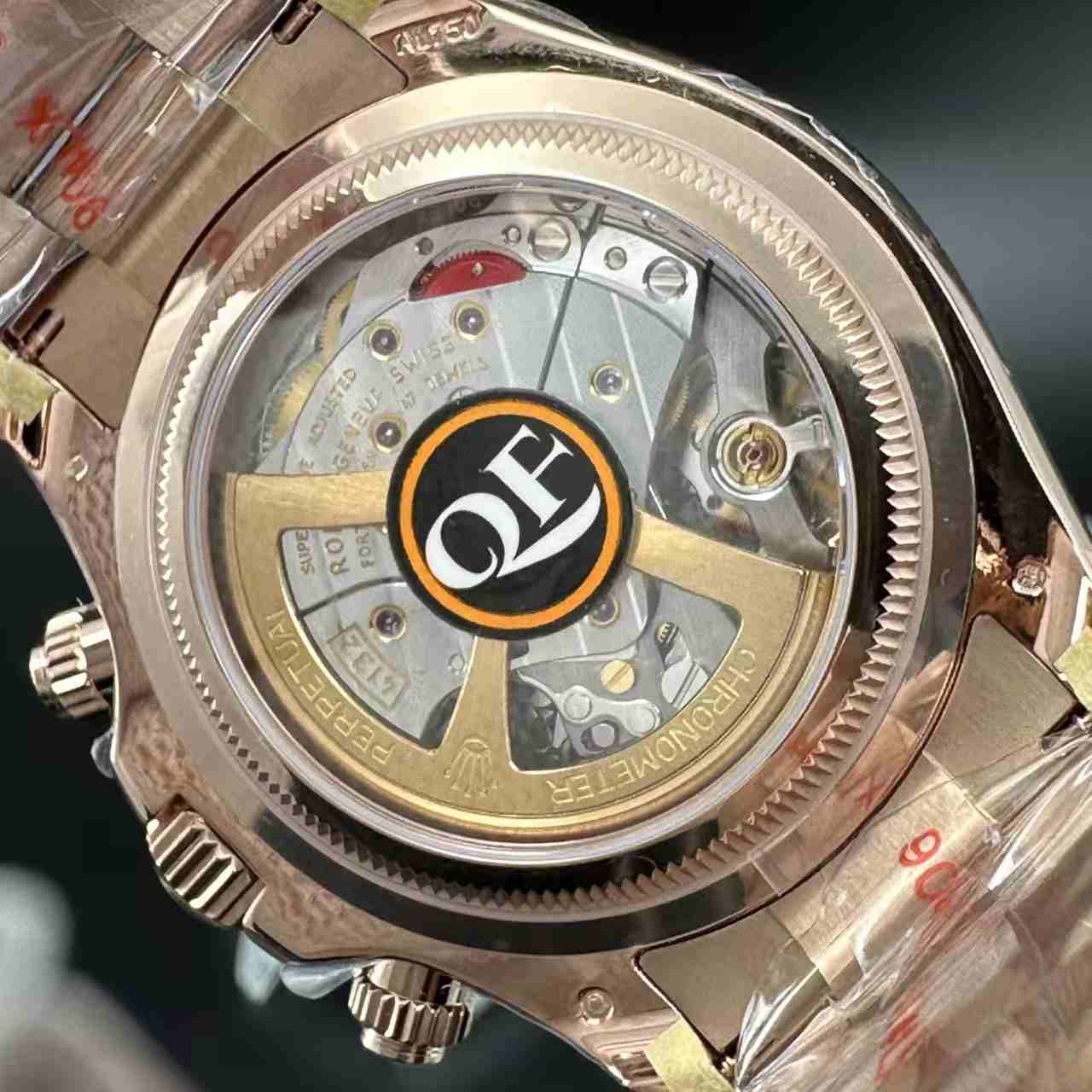 Daytona QF 4132 Free sprung movement rose gold case black bezel black dial oyster band 1000$