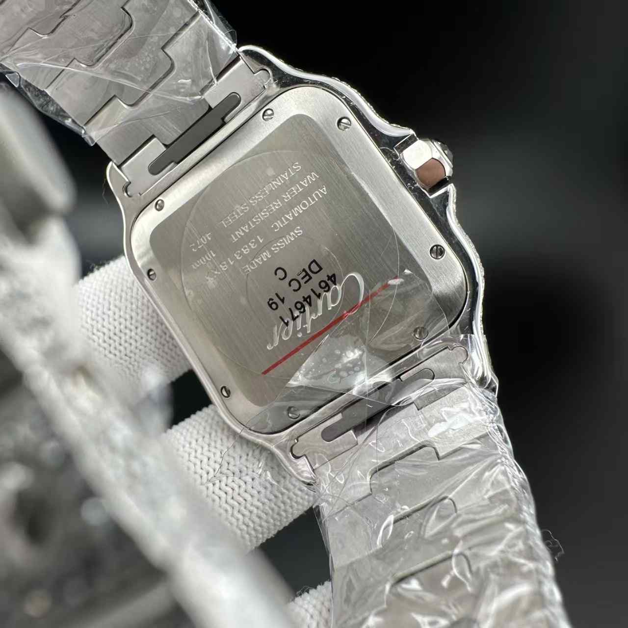 Moissanite diamonds Santos BV factory super clone automatic blue dial 1800$