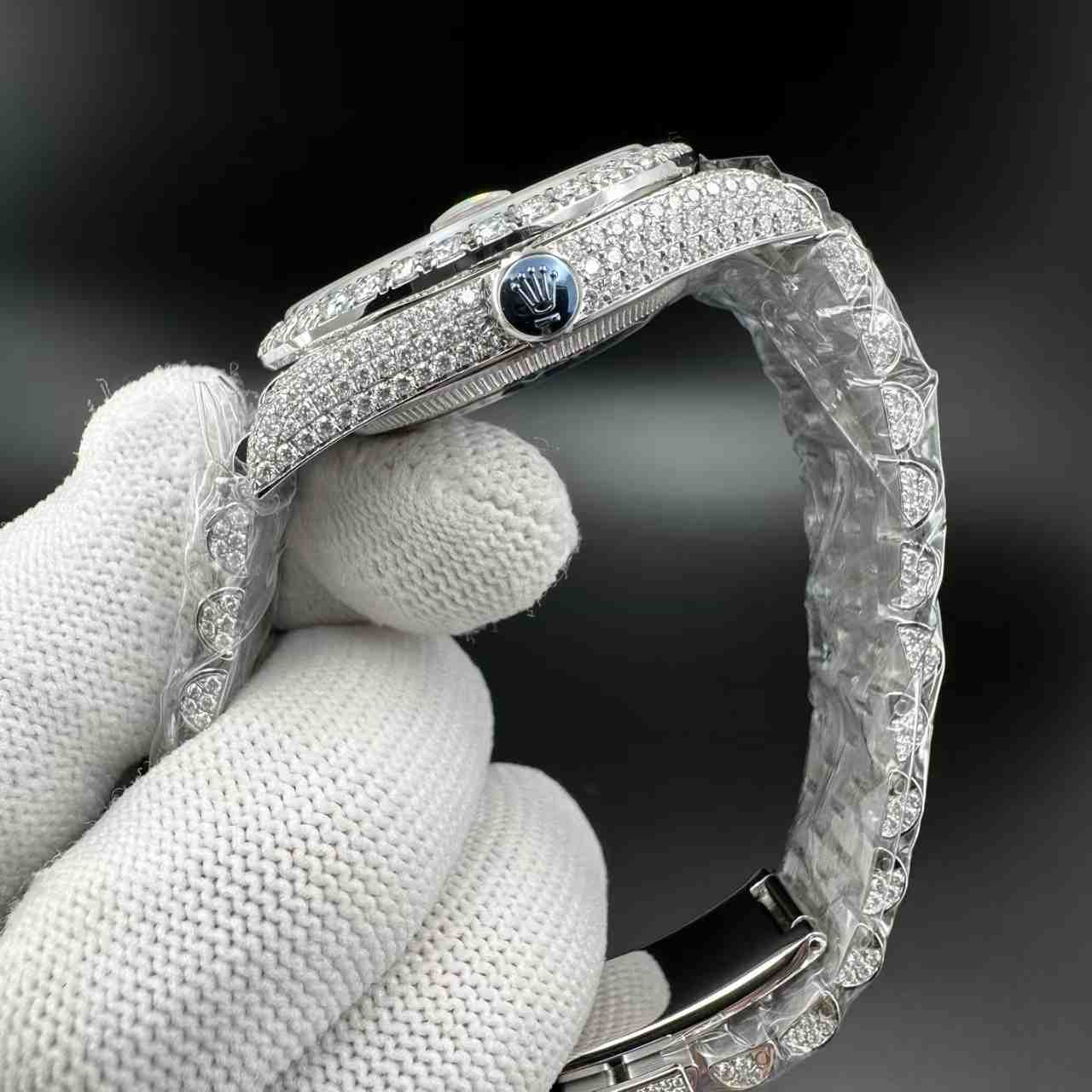 Moissanite diamonds Datejust women 36mm copy clean 3235 automatic Moissanite diamonds case pink dial jubilee band 1500$