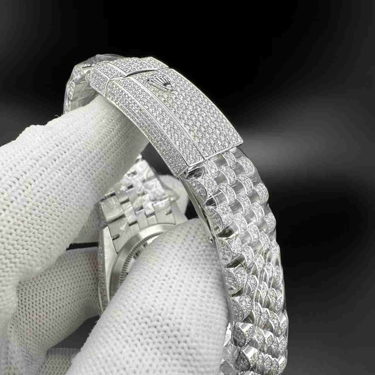 Moissanite diamonds Datejust women 36mm copy clean 3235 automatic Moissanite diamonds case pink dial jubilee band 1500$