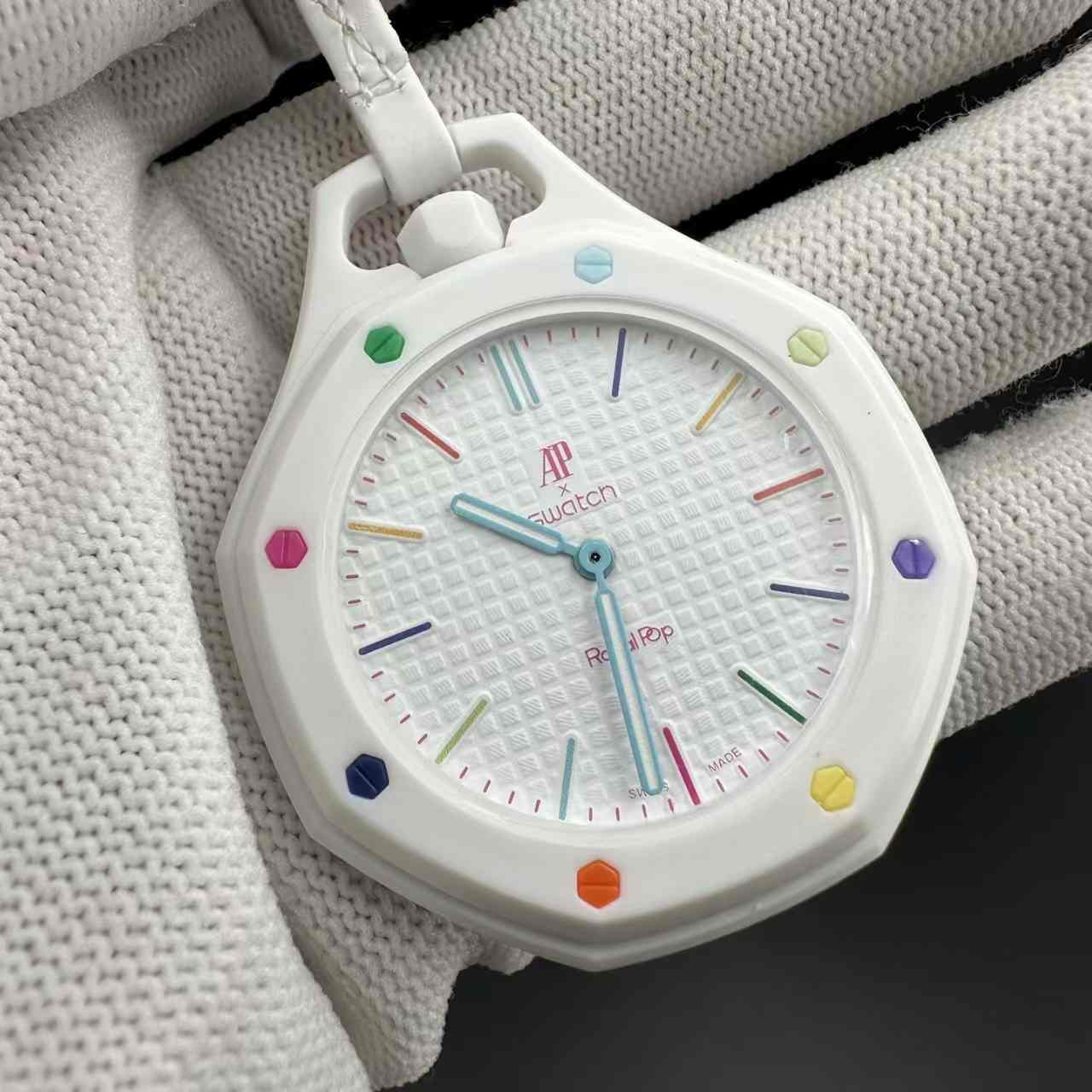 AP swatch ready for sales Quartz movement plastic case 41mm  white  color