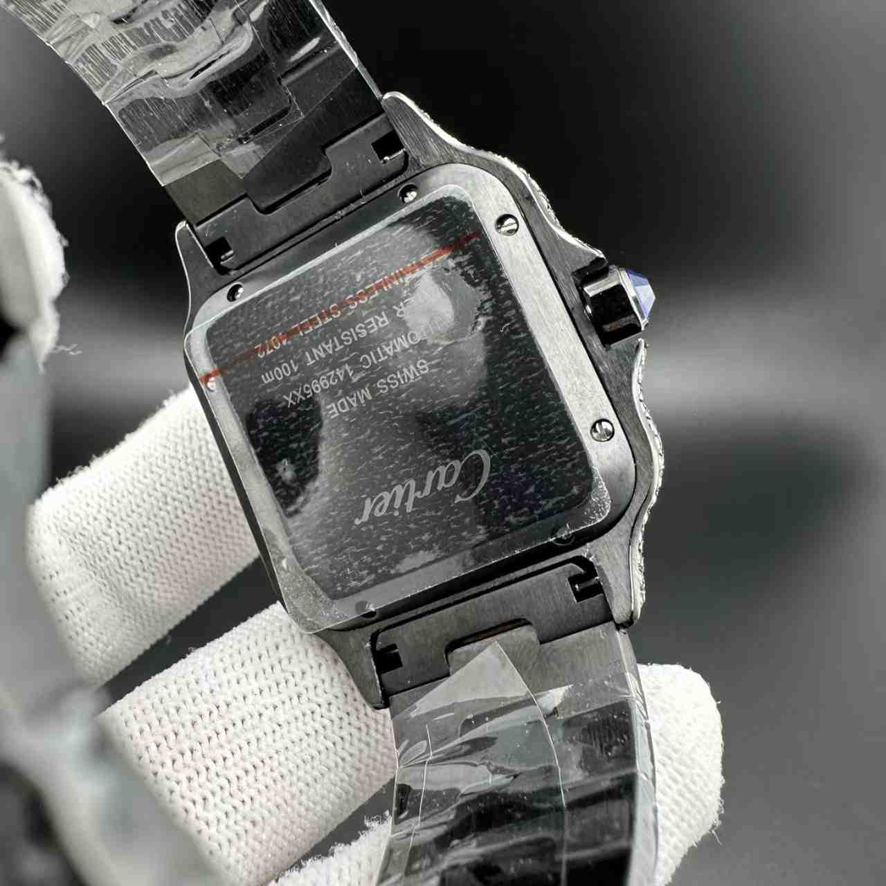 Santos black Moissanite diamonds Roman dial
