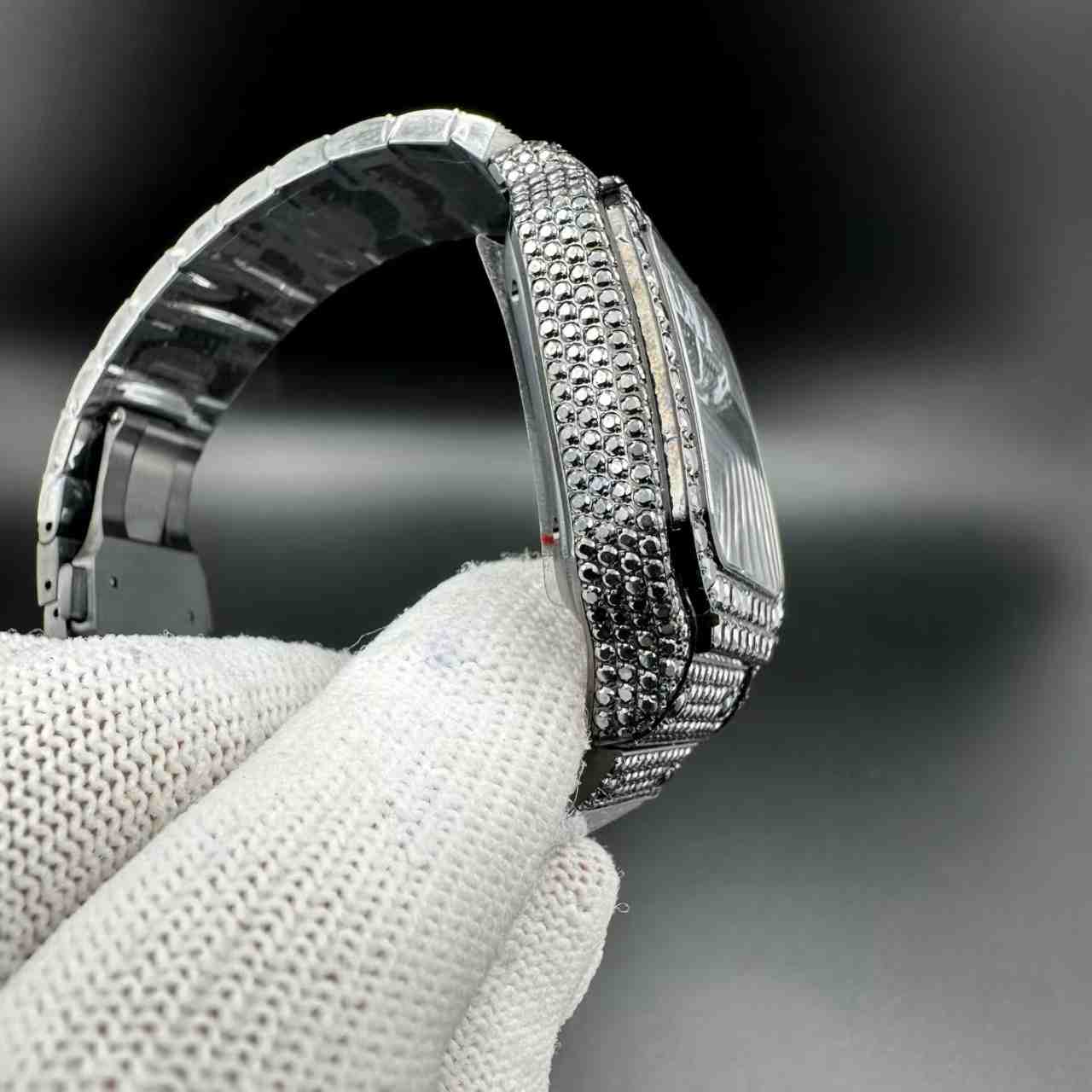 Santos black Moissanite diamonds Arabic dial
