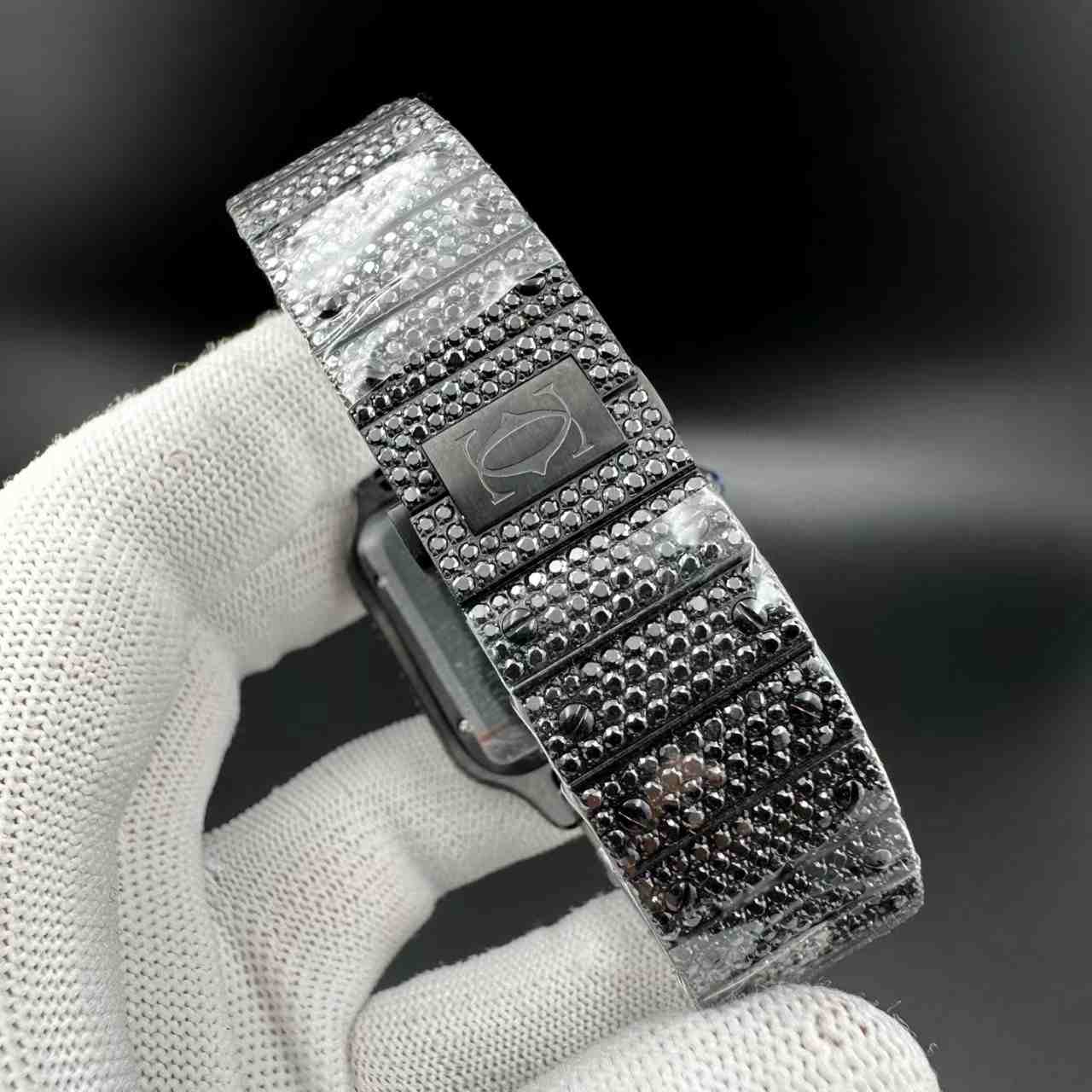 Santos black Moissanite diamonds Arabic dial