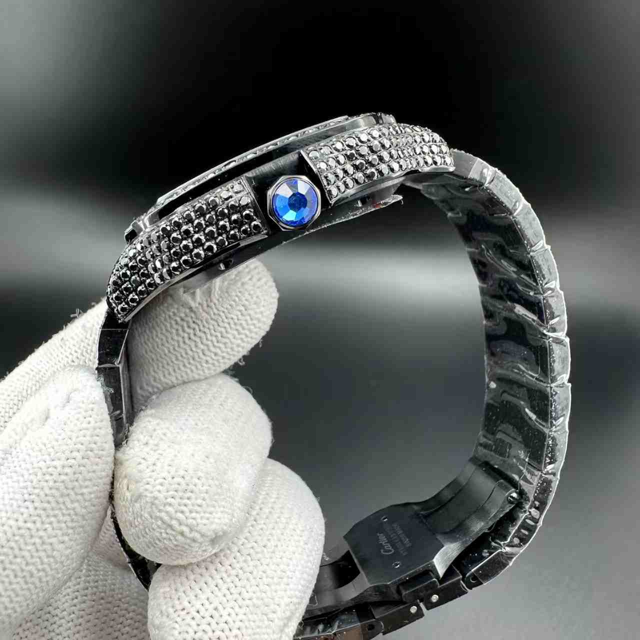 Santos black Moissanite diamonds Arabic dial