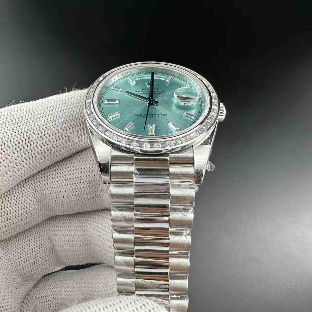 Daydate BP 2813 Baguette bezel 40mm baguette blue dial President band  290$