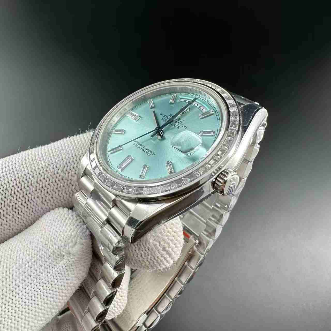Daydate BP 2813 Baguette bezel 40mm baguette blue dial President band  290$