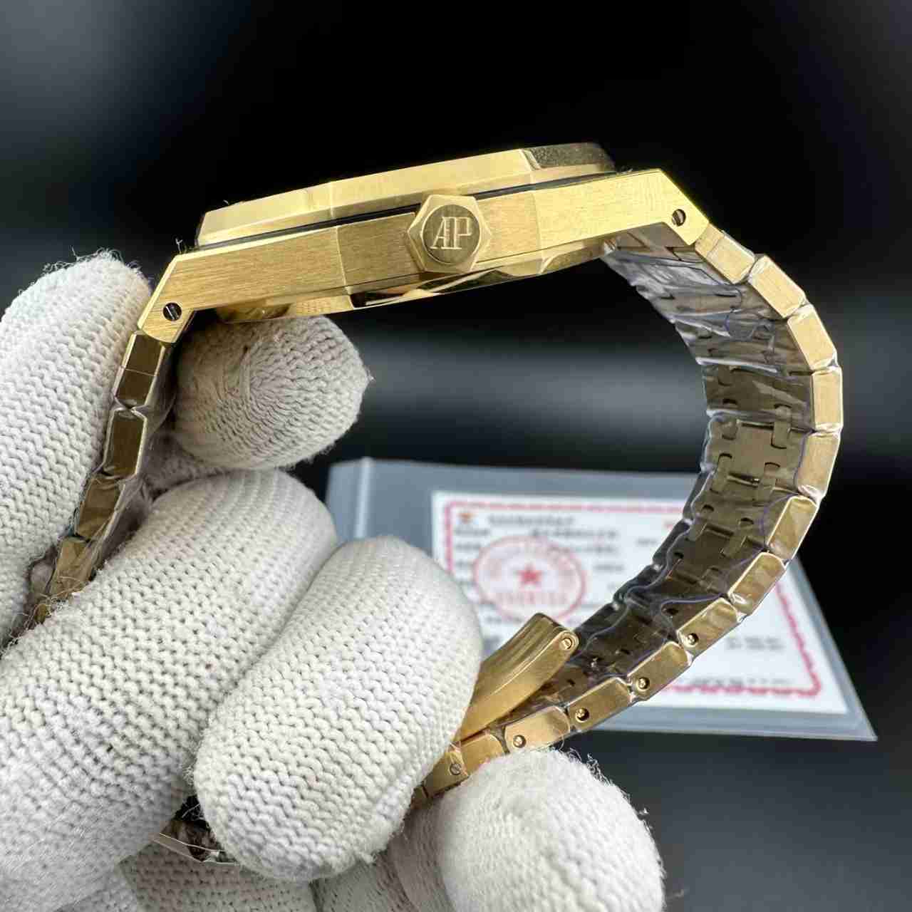 AP GR factory frosted yellow gold case skeleton dial baguette Moissanite diamonds bezel customized. F21+22 900$