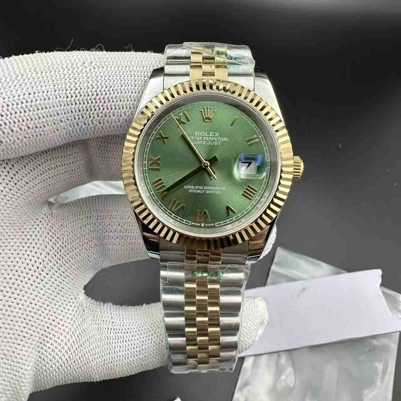 Datejust AAA+ YT factory 2tone gold case 41mm Roman green dial jubilee band 115$