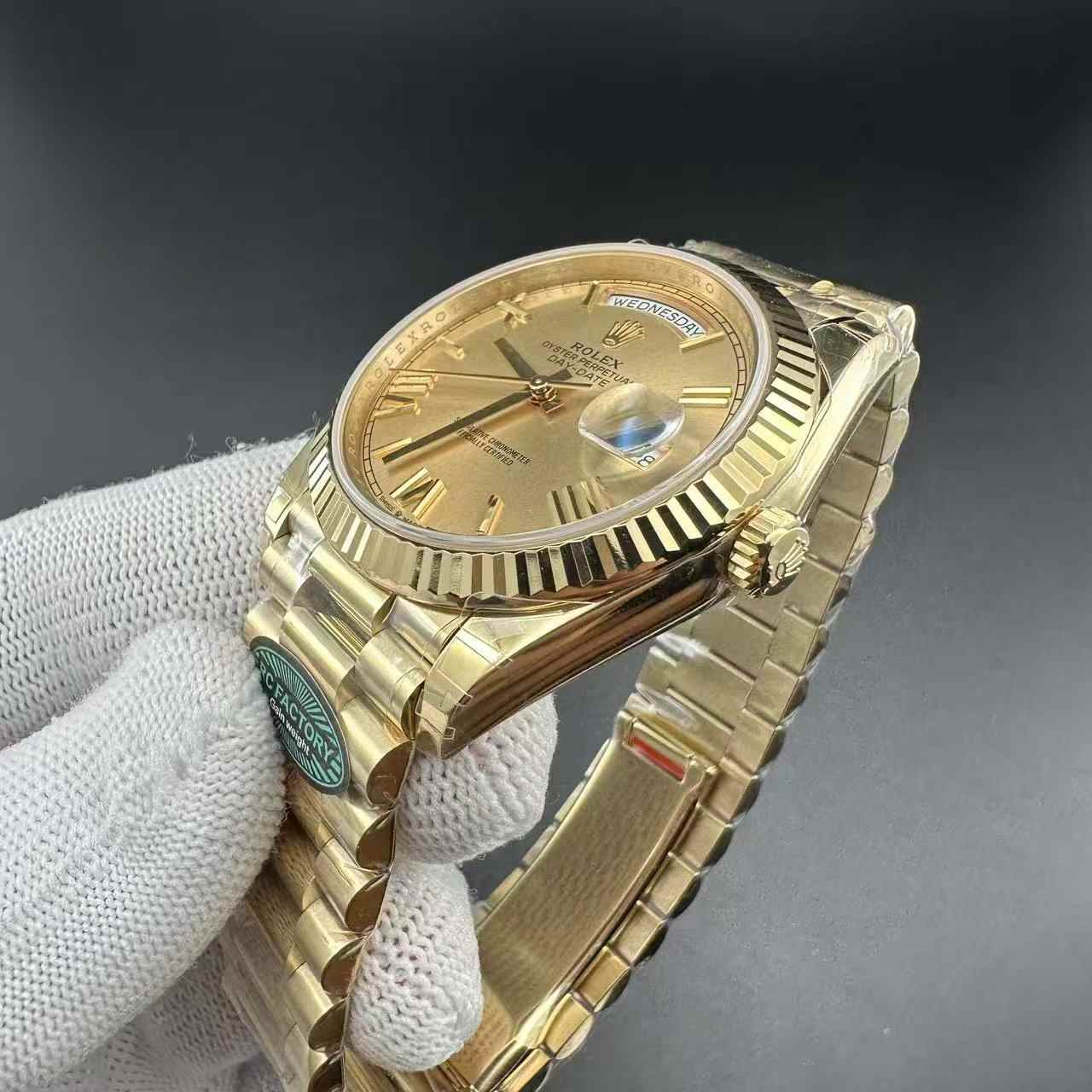 Daydate RC factory gain weight 210g all gold case 40mm Roman numbers president band super clone  780$