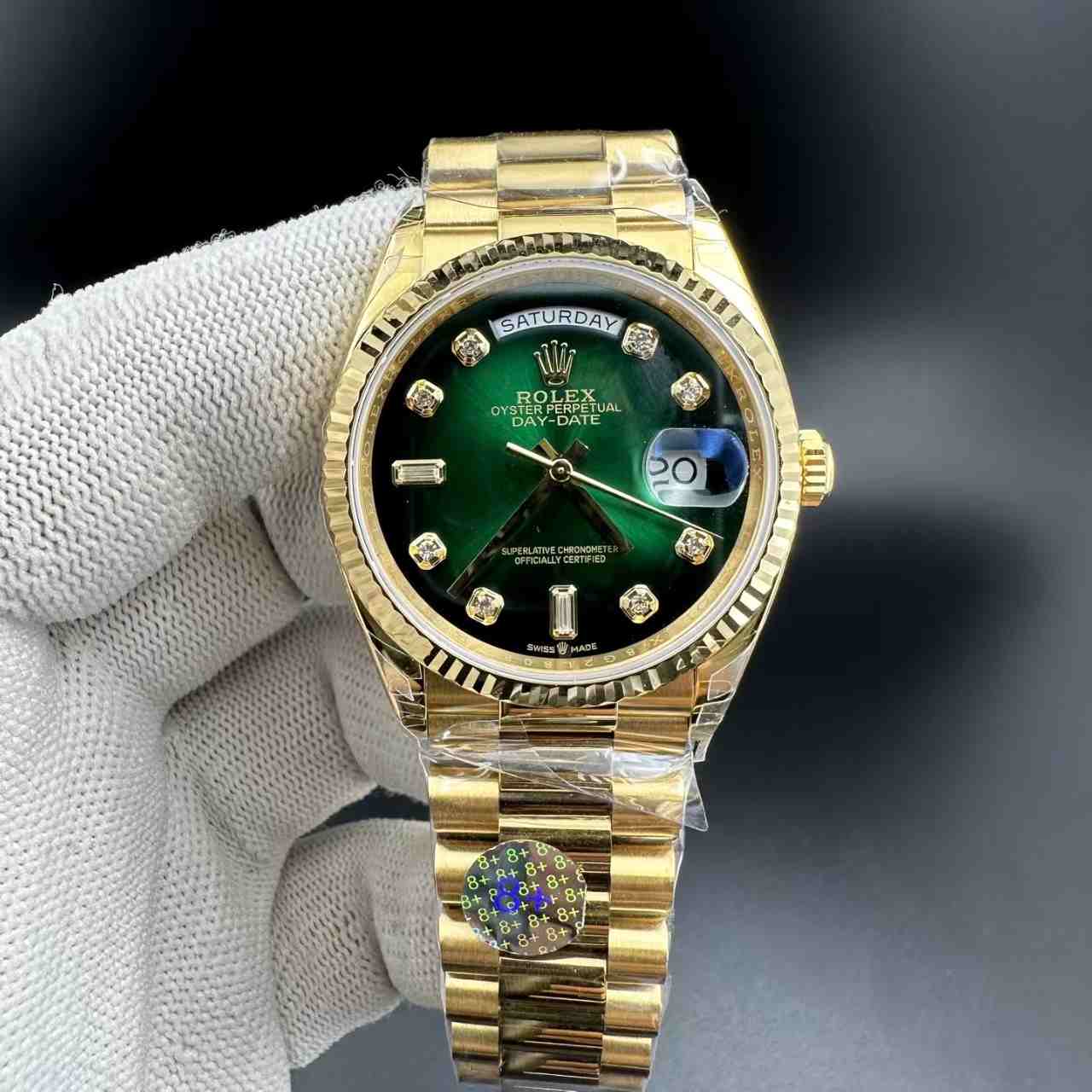 Daydate 36mm 8+ factory gold case green dial President band women watch 370$